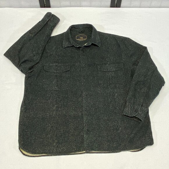 Freedom Foundry Brushed Cotton Flannel Shirt Jacket Black White Marled Button Up - Picture 7 of 12